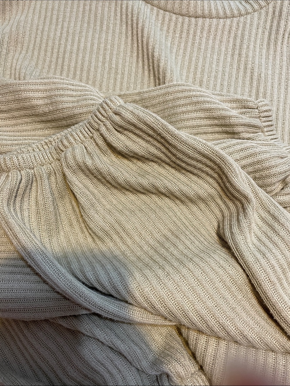 OAK + FORT Ribbed Crewneck Beige Top - Size Large - Picture 7 of 7